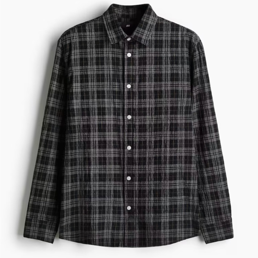 H&M Dark Plaid Button-Down Shirt